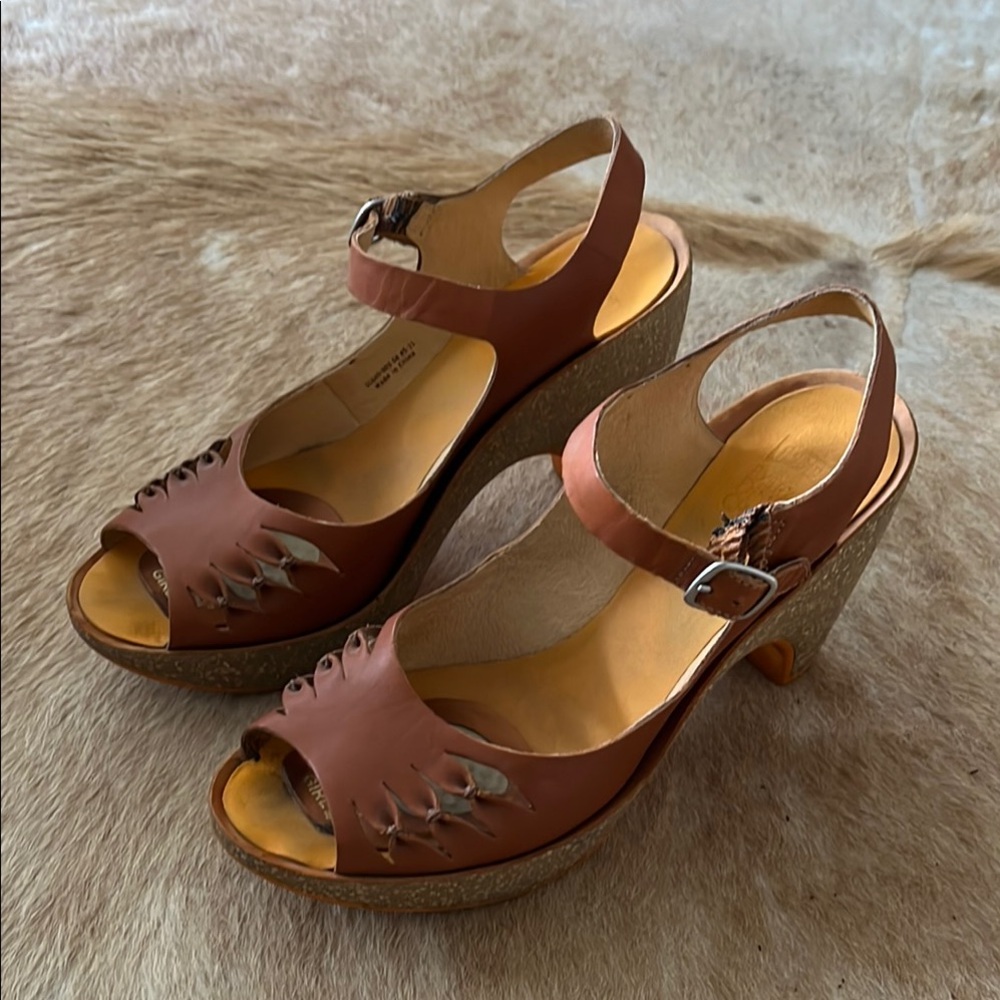 Camper Tan Wedge Sandals